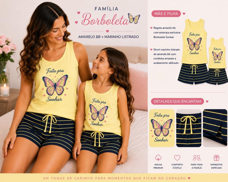 206 PIJAMA INFANTIL REGATA COM SILK- BORBOLETA