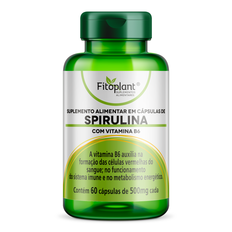 SPIRULINA 600 mg 60 CAPS (COM VITAMINA B6)  FITOPLANT