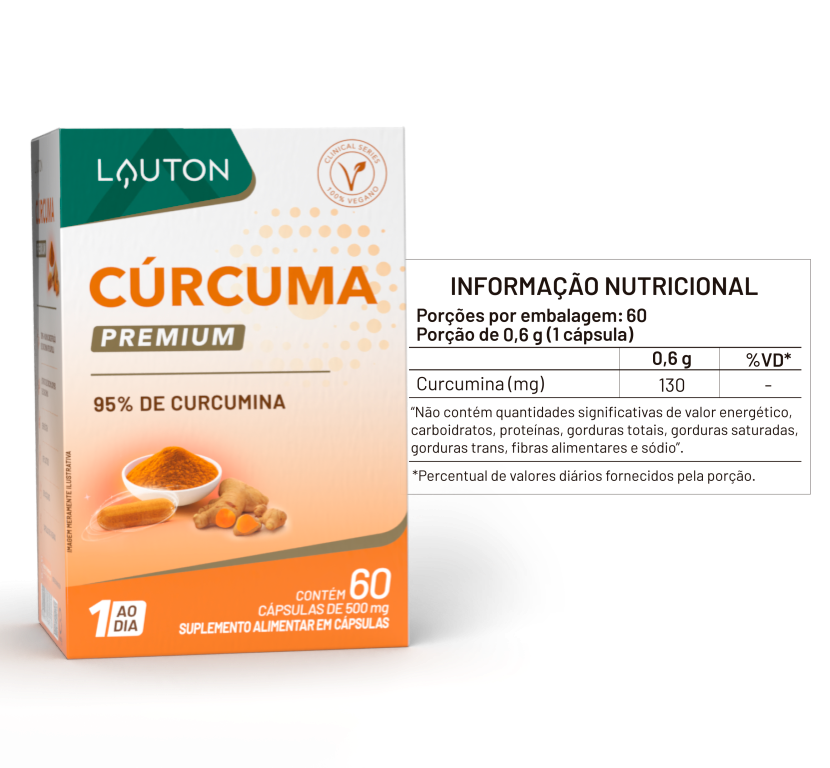 CURCUMA PREMIUM -95% DE CURCUMINA 500mg - 30caps (1 ao dia) LAUTON