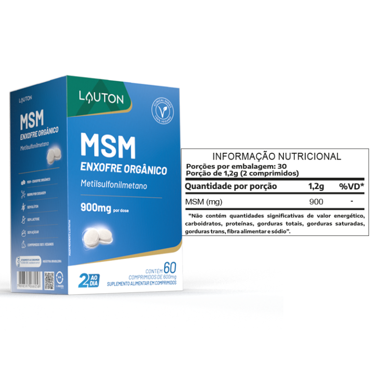 MSM - METIL SULFONIL METANO  450mg (enxofre) 60 COMPRIMIDOS LAUTON