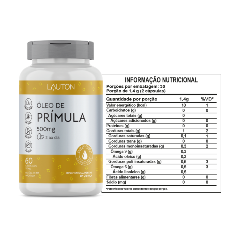 ÓLEO DE PRÍMULA 500MG 60CAPS LAUTON