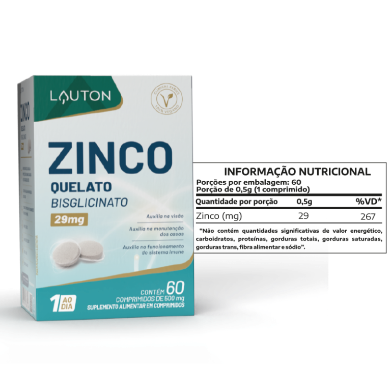 ZINCO QUELATO 60 COMPRIMIDOS (1 ao dia) 29MG LAUTON