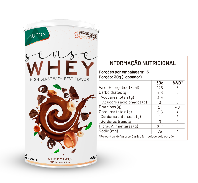 WHEY CHOCOLATE COM AVELÃ 450g (21g PROTEÍNA) LAUTON