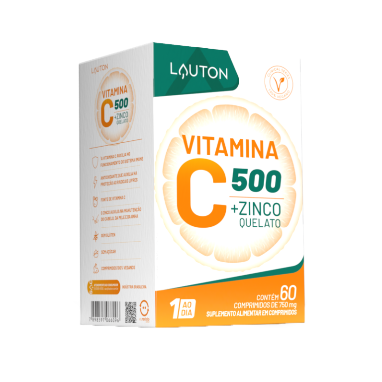VITAMINA C + ZINCO QUELATO 500mg 60 COMP (1 AO DIA) LAUTON