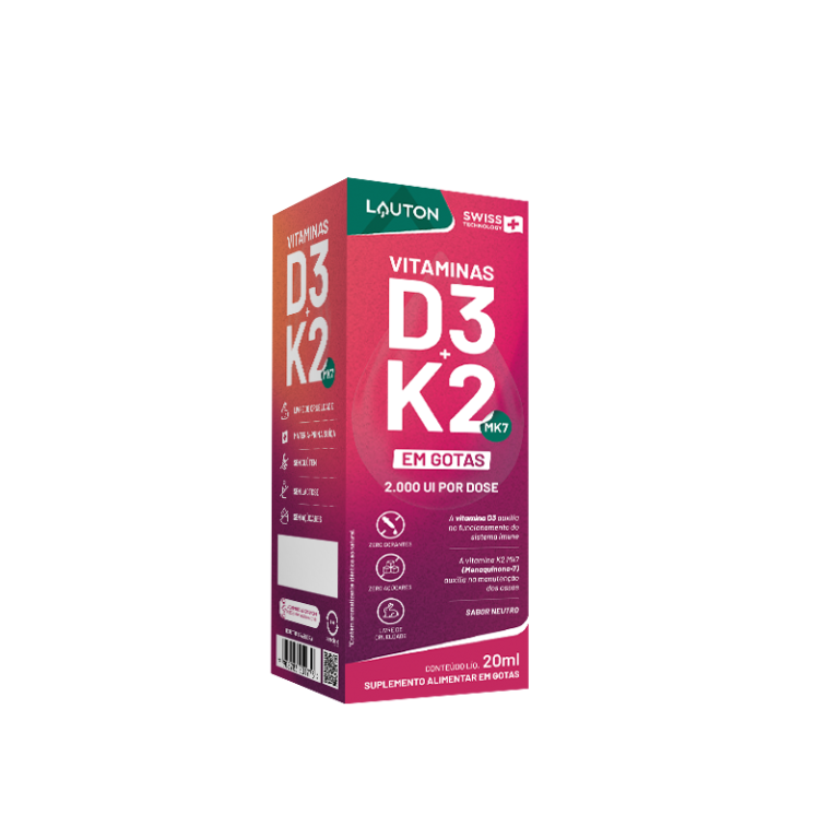 VITAMINA D3 + K2 EM GOTAS 20ml LAUTON