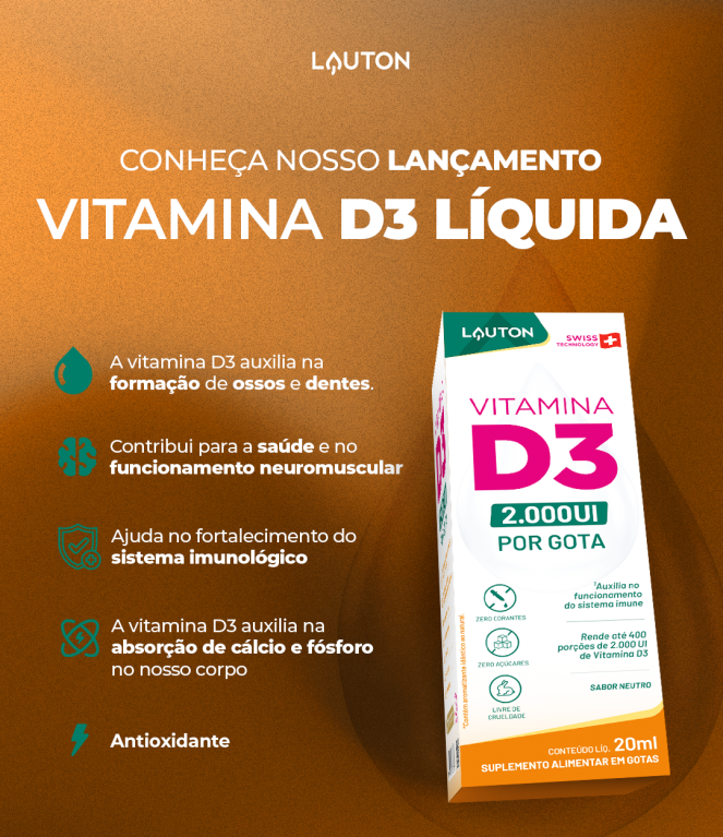 VITAMINA D3 PURA EM GOTAS 20ml LAUTON