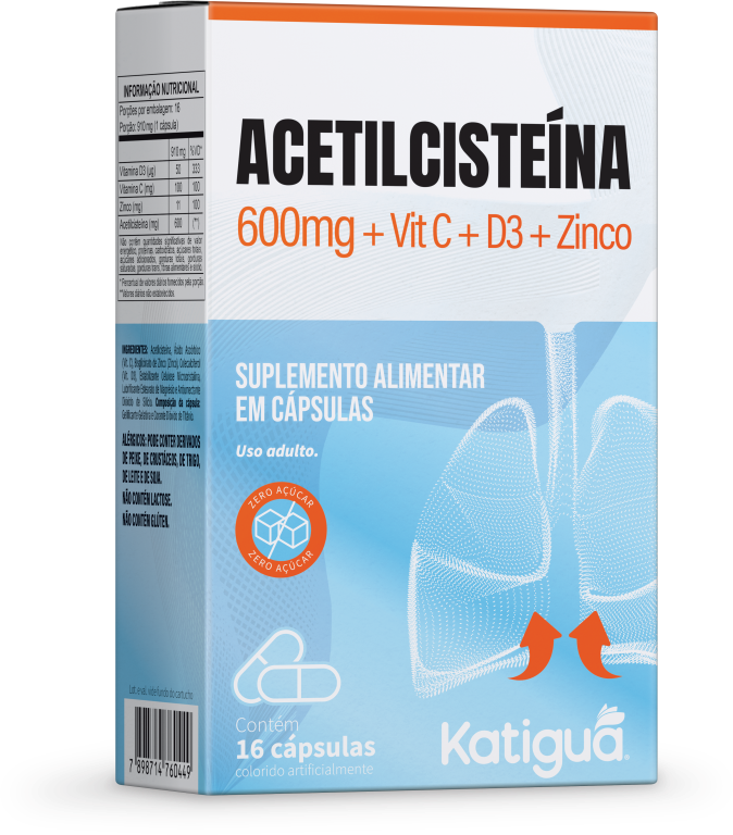 ACETILCISTEÍNA 600MG+VIT C+D3+ZIN 16CAPS (NAC)KATIGUA