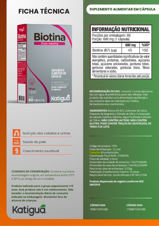 BIOTINA DOSE MAX 500MG 60CAPS KATIGUA