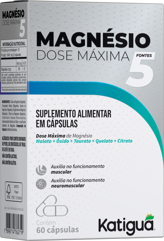 MAGNESIO 5 FONTES DOSE MAXIMA 60CAPS KATIGUA