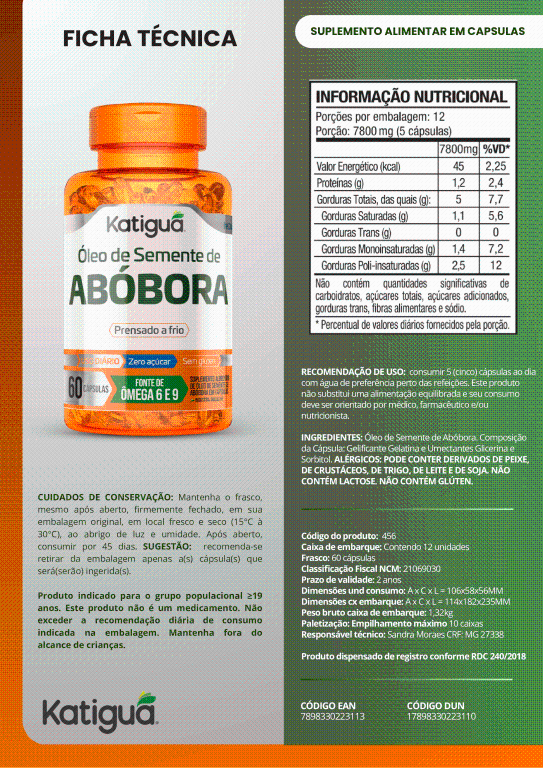 OLEO DE SEMENTE DE ABOBORA 1000G 60CAPS KATIGUA