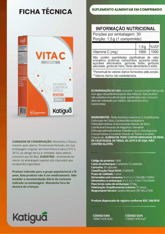 VITAMINA C 1.000MG 30CPR KATIGUA
