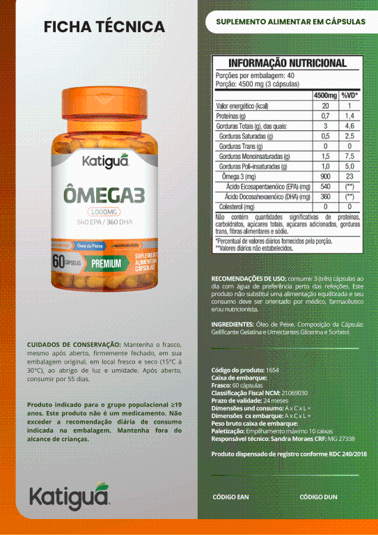 ÔMEGA 3 540EPA 360DHA  1.000MG 60CAPS KATIGUA