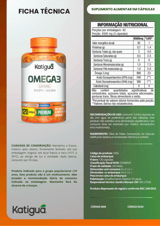 ÔMEGA 3 540EPA 360DHA 1.000MG 120CAPS KATIGUA