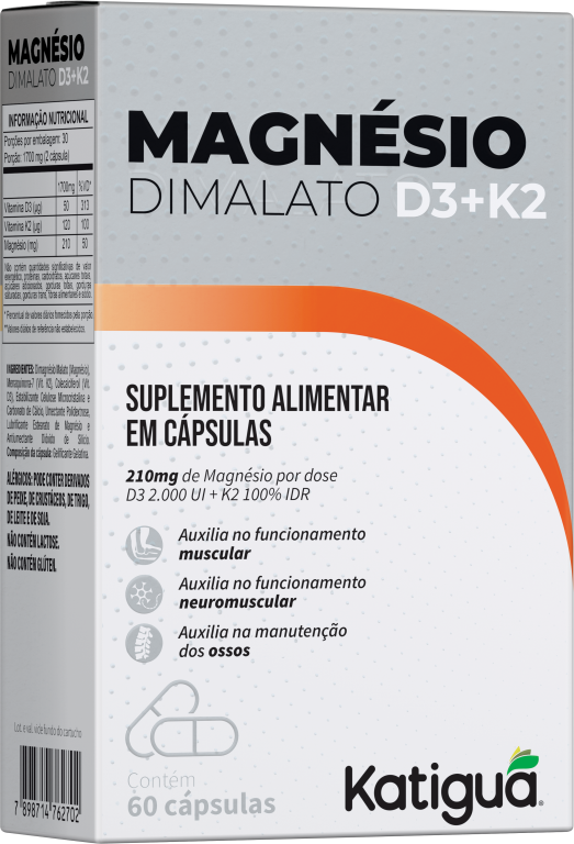 MAGNESIO DIMALATO + D3 + K2 60CAPS KATIGUA