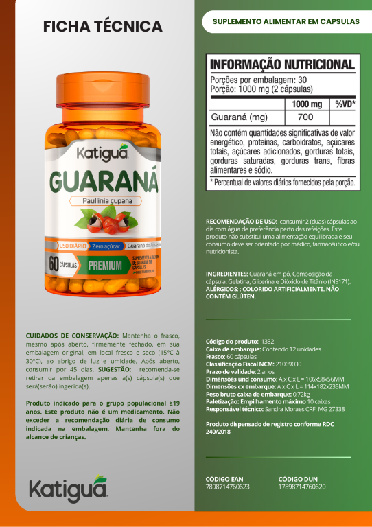 GUARANÁ 60caps KATIGUA