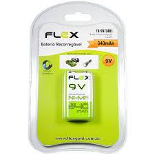 BATERIA 09V - RECARREGÁVEL-FLEX-FX-9V-34B1