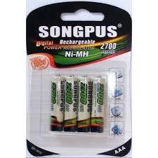 PILHA AAA - SONGPUS RECARREGÁVEL C/4 2700 mAh