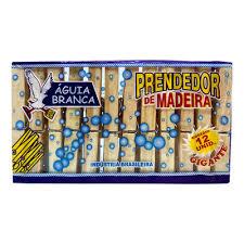 GRAMPO DE ROUPA MADEIRA GIGANTE C/12 UNID