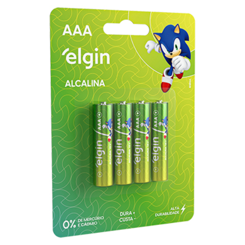 PILHA ALKALINA ELGIN AAA BLISTER COM 4 PEÇAS 82155
