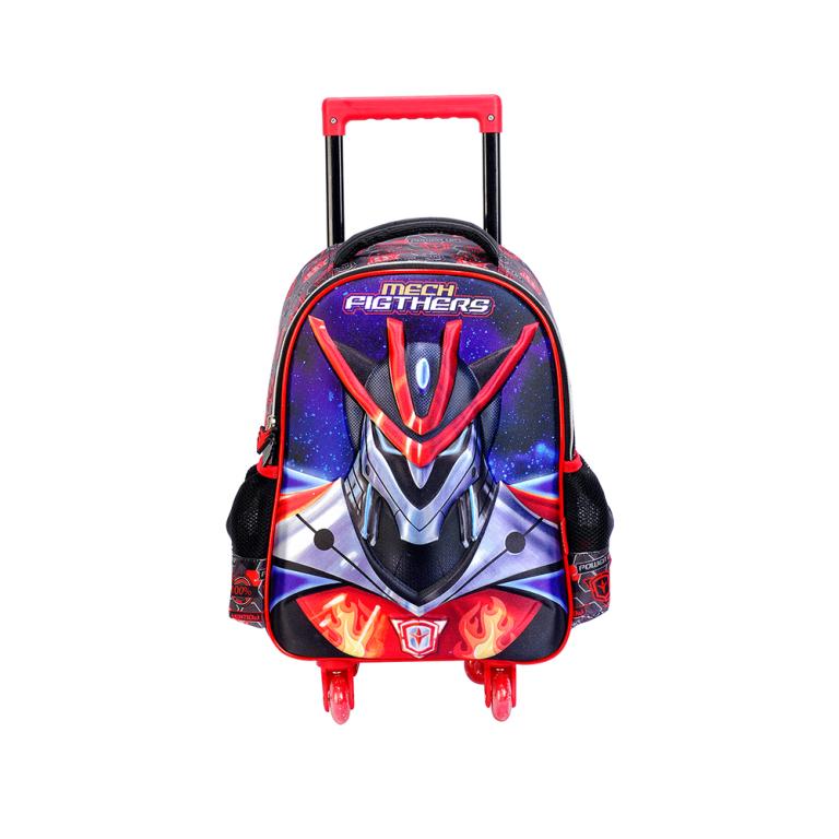 MOCHILA C/RODAS MECH FIGHTERS DMEF0805201 INFANTIL VERMELHO 16 3D
