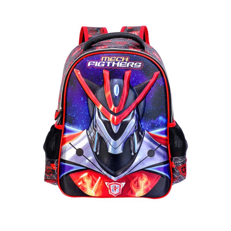 MOCHILA MECH FIGHTERS CMEF0805201 INFANTIL VERMELHO 3D