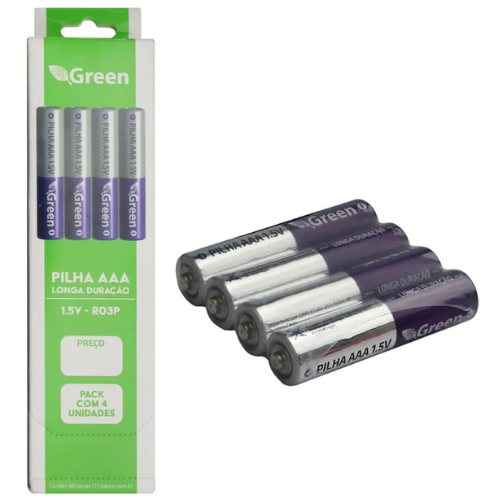PILHA MANGANES AAA R03P - PACK 4 PEÇAS - GREEN 022-7002