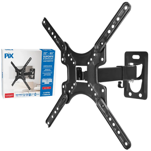 SUPORTE TV BI-ARTICULADO - 10 A 60 - PRETO - PX-10 PIX