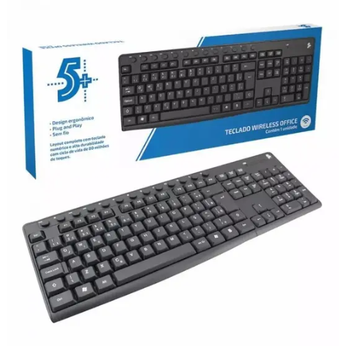 TECLADO WIRELESS 2.4GHZ OFFICE 5+ 015-0081