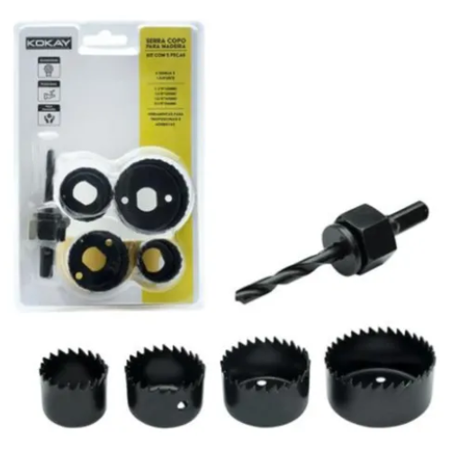 KIT DE SERRA COPO PARA MADEIRA - 5 PEÇAS KOKAY 056-0050
