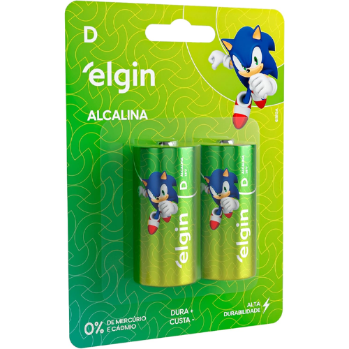 PILHA ALCALINA D ELGIN LR20 BLISTER COM 2 PECAS 82157