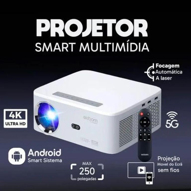 PROJETOR SMART MULTIMIDIA 4K ULTRA HD, 250 POLE, FOCO AU
