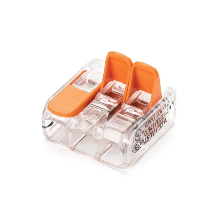CONECTOR WAGO  ATÉ 4MM 3 ENTRADAS 450V / 32 A  -  AWG 24 / 12