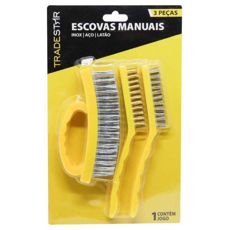 JOGO ESCOVAS MIX 3 PCS - ACO LATAO INOX