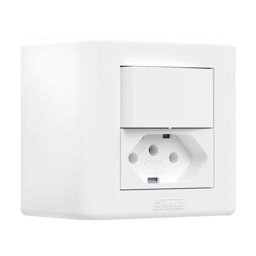 INTERRUPTOR SIMPLES 10A +TOMADA 20A SOBREPOR BRANCO JERI PLUS