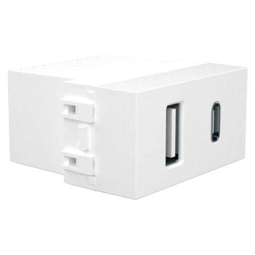 MODULO TOMADA USB 1A + 1TIPO-C 2,1A BRANCO