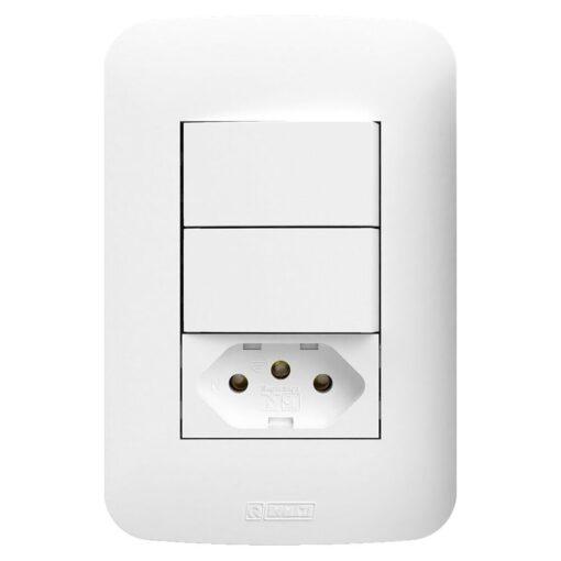 2 INTERRUPTOR MODULO 10A SIMPLES+TOMADA 10A C/PLACA 4X2  BRANCO CANOA