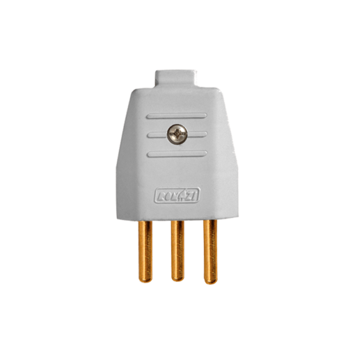 PLUGUE MACHO 2P+T 10A 180° BRANCO