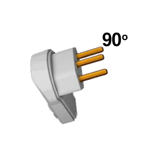 PLUGUE MACHO 2P+T 10A 90° BRANCO