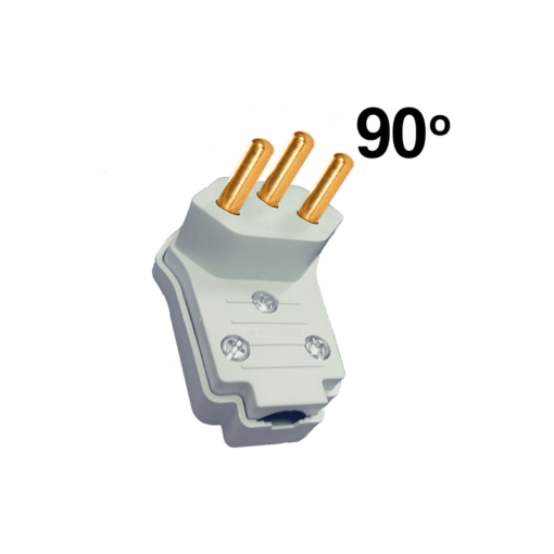 PLUGUE MACHO 2P+T 20A 90° BRANCO