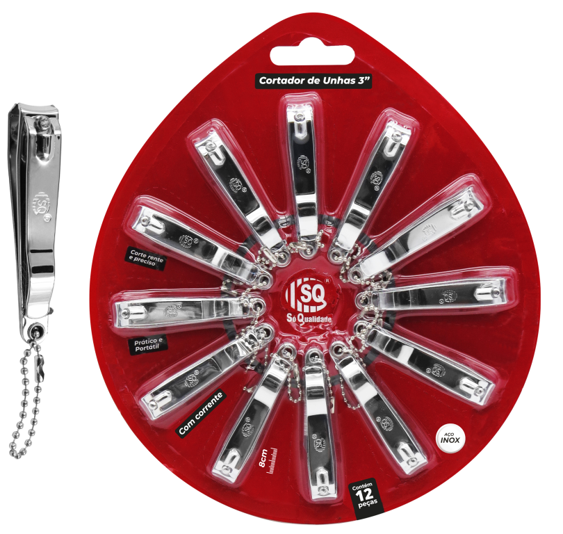 CORTADOR DE UNHA CARTELA 12PCS GRANDE SQ-898