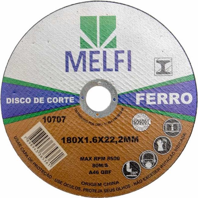 DISCO CORTE FERRO 180X1.6X22.23MM MELFI 1070