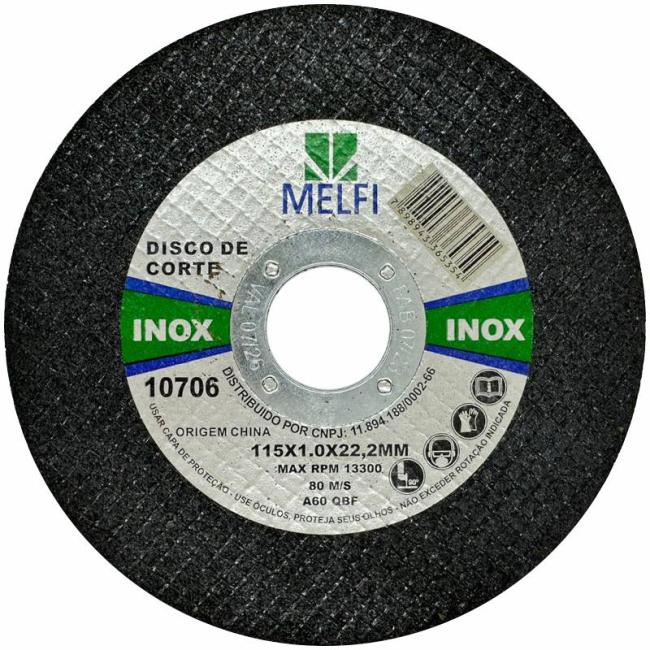 DISCO CORTE INOX 10UN 115X1.0X22.23MM MELFI