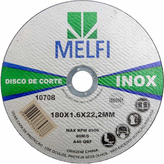 DISCO CORTE INOX 180X1.6X22.23MM MELFI 10708