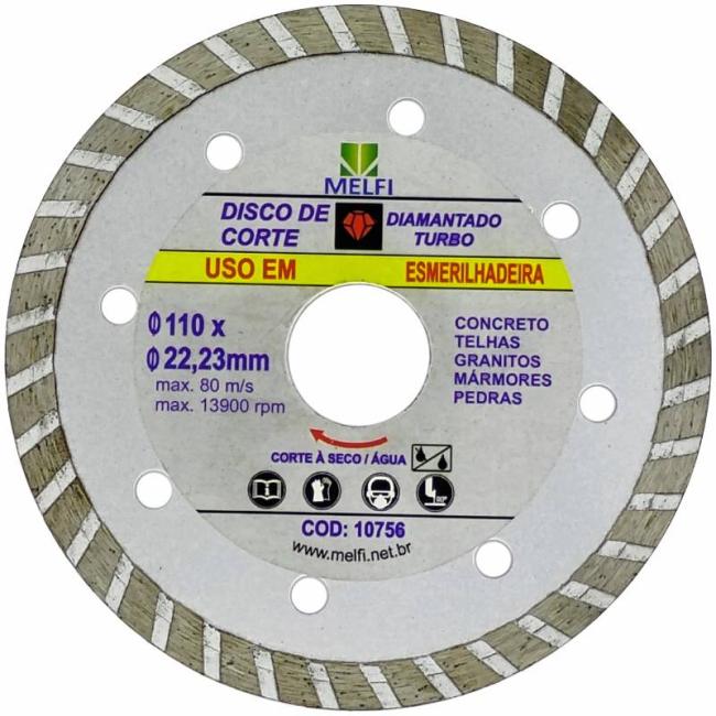DISCO CORTE TURBO ESMERILH 110X22,23MM MELFI