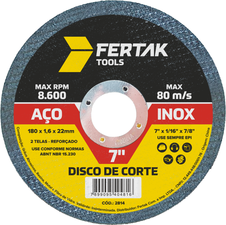DISCO DE CORTE PARA FERRO 7'' FERTAK 2814