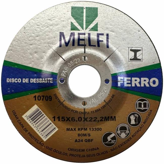 DISCO DESBASTE FERRO 115X6.4X22.23MM MELFI 1