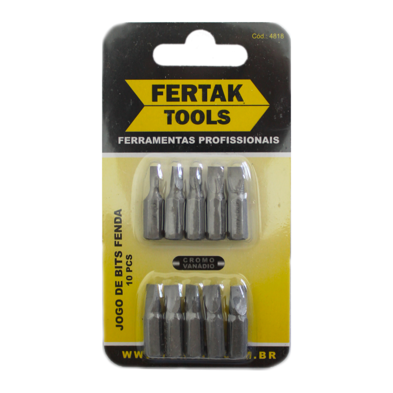 JOGO DE BITS FENDA 10PCS FERTAK 4818