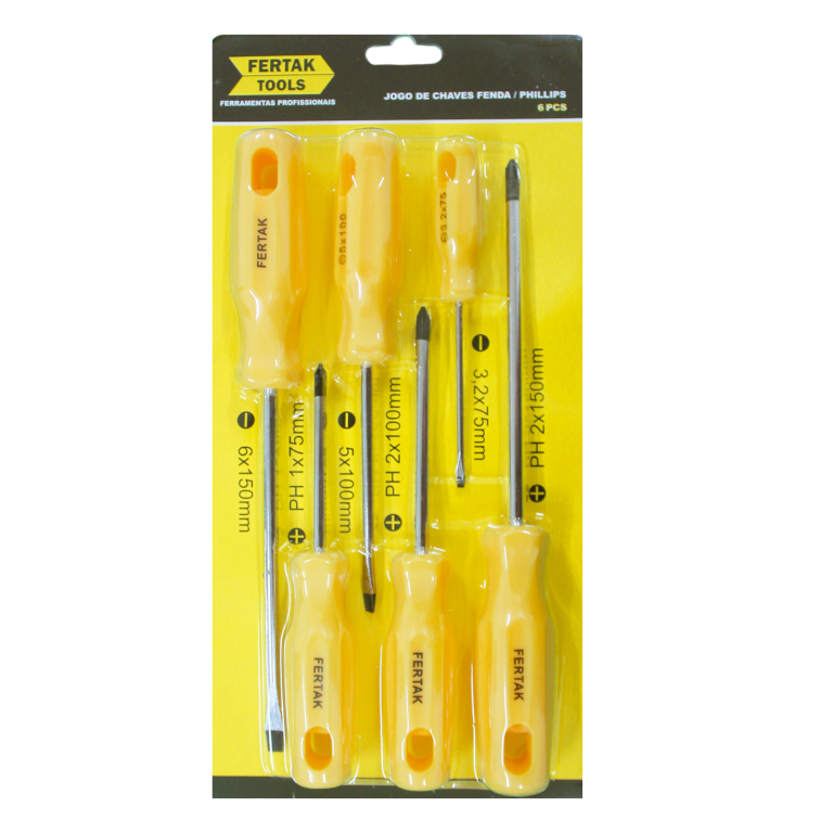 JOGO DE CHAVE FENDA/PHILIPS 6PCS FERTAK 4805