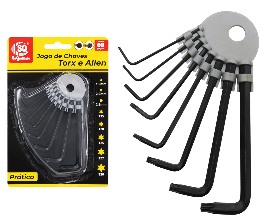JOGO DE CHAVE TORX/ALLEN 8PCS SQ-3291