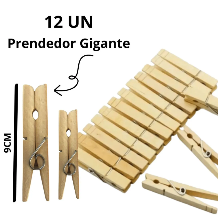 PRENDEDOR DE ROUPA MADEIRA C/12 GRANDE HARAC